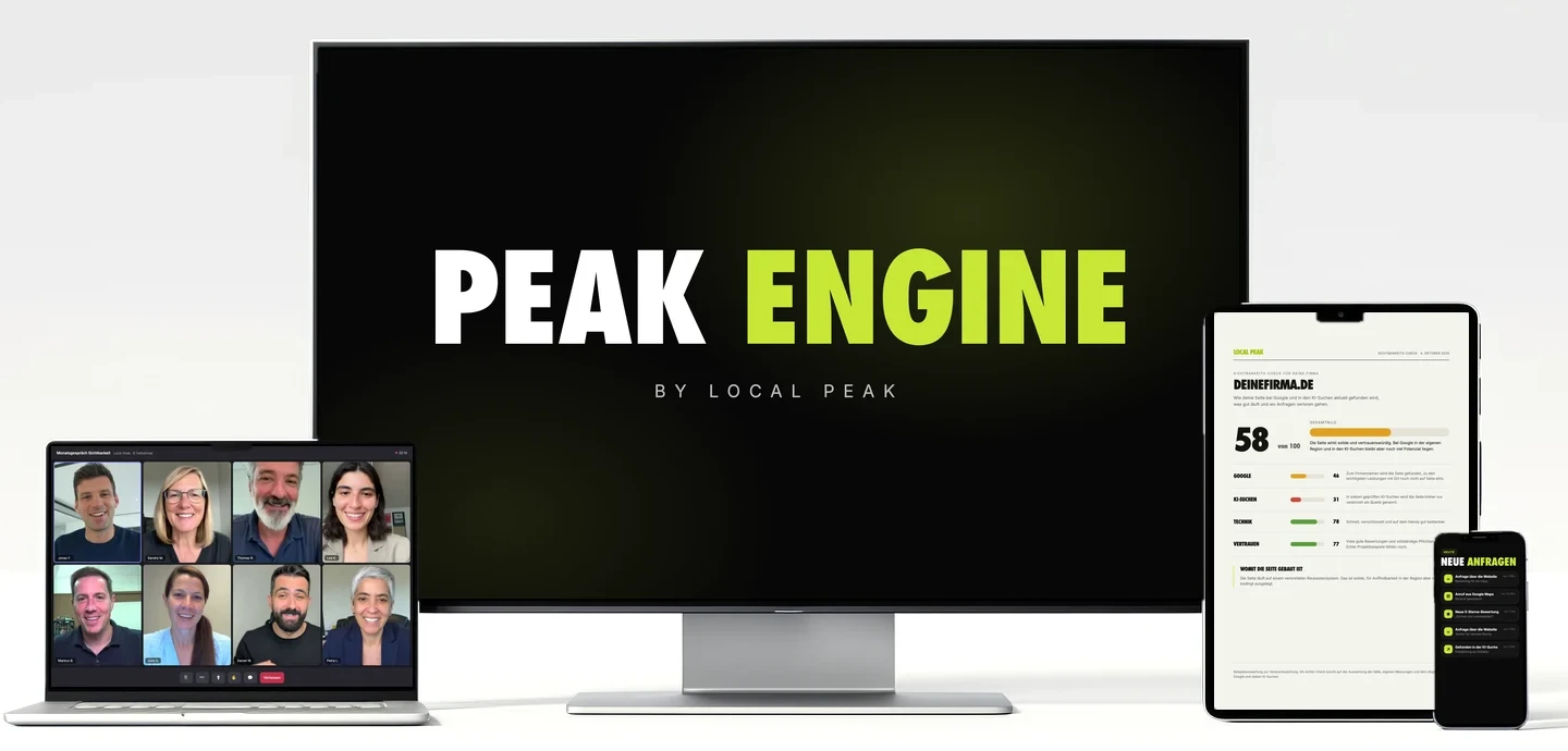 Peak Engine von Local Peak auf Monitor, Laptop, Tablet und Smartphone